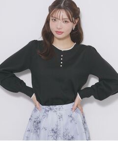 index / インデックス ニット・セーター | ビジューボタンヘンリーネックニット【洗濯機OK】