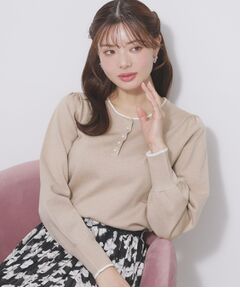 index / インデックス ニット・セーター | ビジューボタンヘンリーネックニット【洗濯機OK】