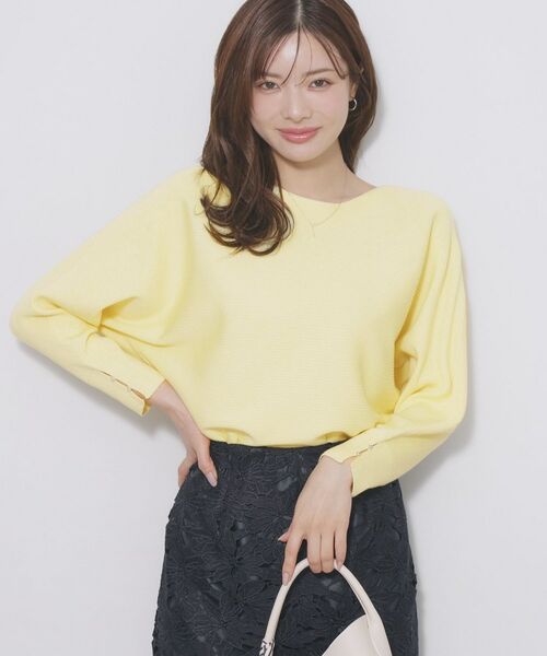 index / インデックス ニット・セーター | ドルマンリブニット【洗濯機OK/抗ピル】（ライトイエロー(030)）