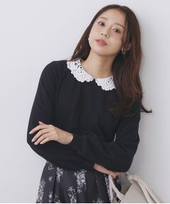index / インデックス カットソー | レース衿付きピケジャージトップス【洗濯機OK】