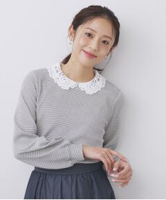 index / インデックス カットソー | レース衿付きピケジャージトップス【洗濯機OK】