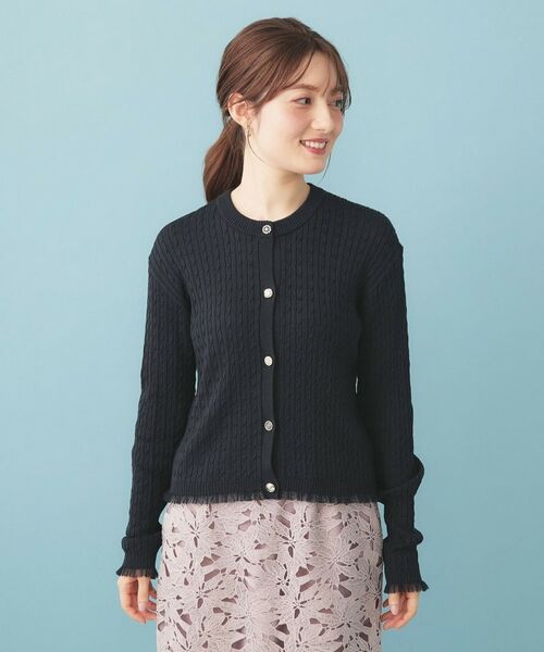 index / インデックス カーディガン・ボレロ | 袖シアーフリルケーブルラメカーディガン【洗濯機OK/坑ピル】 | 詳細13