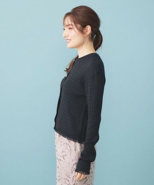 index / インデックス カーディガン・ボレロ | 袖シアーフリルケーブルラメカーディガン【洗濯機OK/坑ピル】 | 詳細14