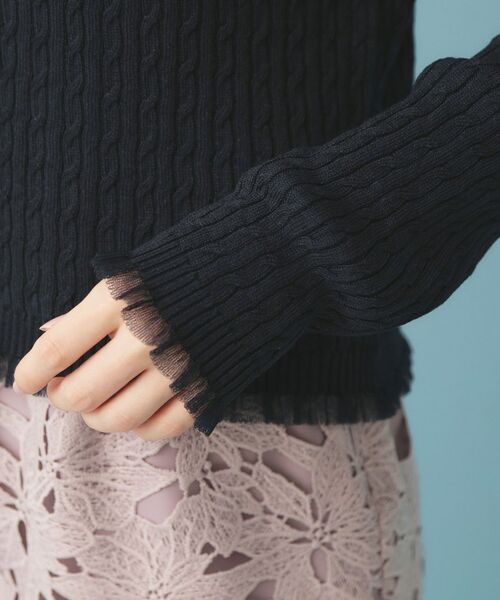 index / インデックス カーディガン・ボレロ | 袖シアーフリルケーブルラメカーディガン【洗濯機OK/坑ピル】 | 詳細18