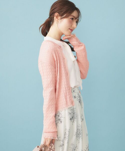 index / インデックス カーディガン・ボレロ | 袖シアーフリルケーブルラメカーディガン【洗濯機OK/坑ピル】 | 詳細5