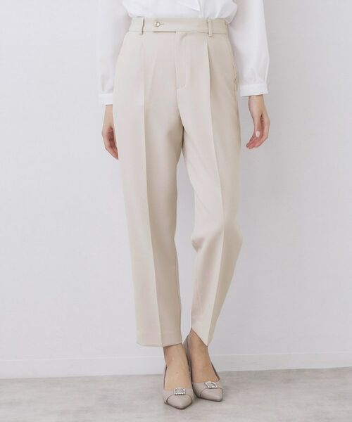 index / インデックス パンツ | セットアップ対応 ストレッチテーパードパンツ【洗濯機OK・防シワ・イージーアイロン】(グレージュ(050))