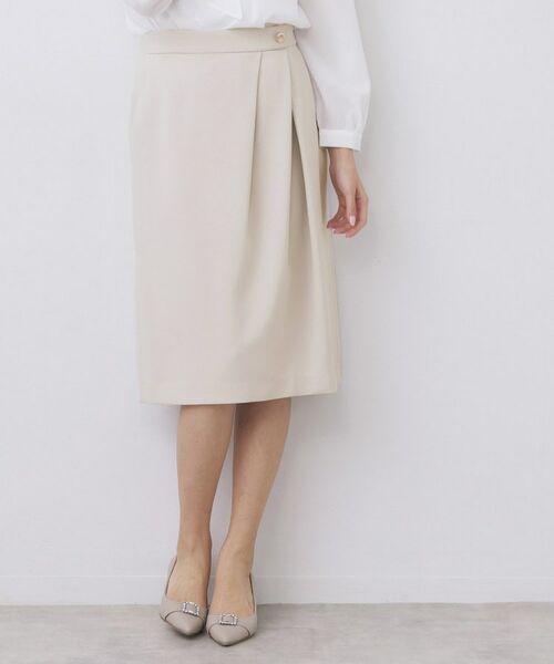 index / インデックス スカート | セットアップ対応 アシンメトリータックスカート【洗濯機OK・防シワ・ストレッチ・イージーアイロン】（グレージュ(050)）