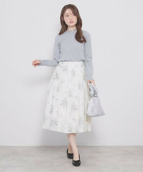 index / インデックス スカート | オーガンジーフラワーフレアスカート【洗濯機OK/イージーアイロン】 | 詳細2