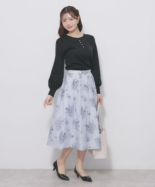 index / インデックス スカート | オーガンジーフラワーフレアスカート【洗濯機OK/イージーアイロン】 | 詳細6