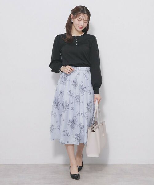 index / インデックス スカート | オーガンジーフラワーフレアスカート【洗濯機OK/イージーアイロン】 | 詳細7