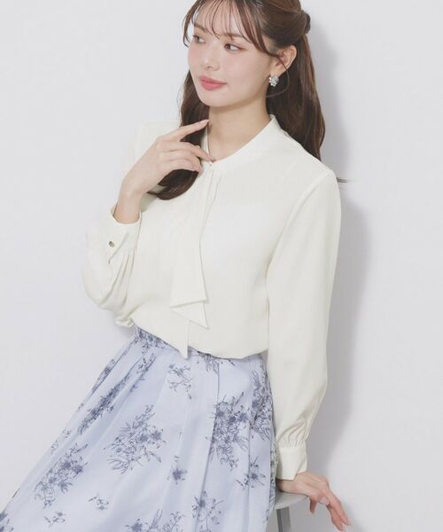 index / インデックス シャツ・ブラウス | アシンメトリーボウタイブラウス【洗濯機OK/イージーアイロン/防シワ】《XS～LL》 | 詳細1