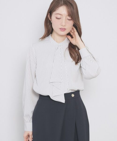 index / インデックス シャツ・ブラウス | アシンメトリーボウタイブラウス【洗濯機OK/イージーアイロン/防シワ】《XS～LL》 | 詳細13