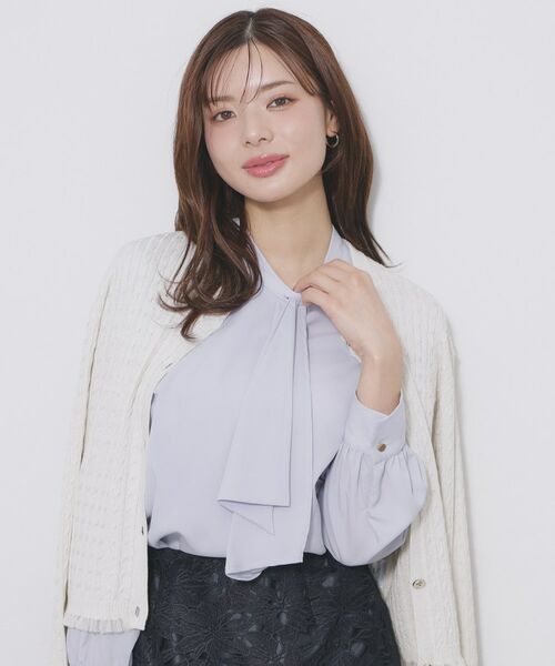 index / インデックス シャツ・ブラウス | アシンメトリーボウタイブラウス【洗濯機OK/イージーアイロン/防シワ】《XS～LL》 | 詳細5