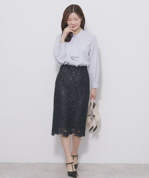 index / インデックス シャツ・ブラウス | アシンメトリーボウタイブラウス【洗濯機OK/イージーアイロン/防シワ】《XS～LL》 | 詳細7