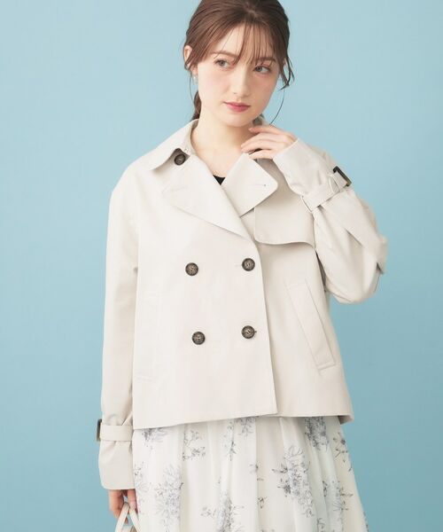 index / インデックス トレンチコート | キャンディスリーブショートトレンチコート【洗濯機OK/撥水/防花粉】《5col》（グレージュ(050)）