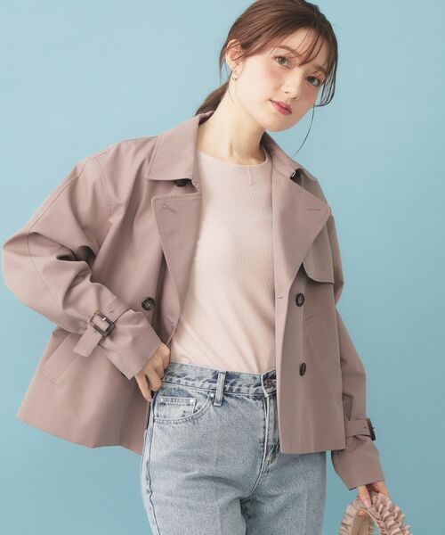 index / インデックス トレンチコート | キャンディスリーブショートトレンチコート【洗濯機OK/撥水/防花粉】《5col》（トープ(054)）
