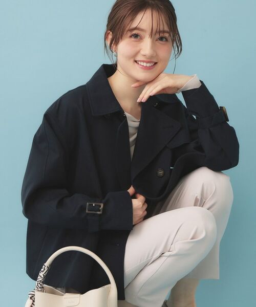 index / インデックス トレンチコート | キャンディスリーブショートトレンチコート【洗濯機OK/撥水/防花粉】《5col》（ネイビー(894)）