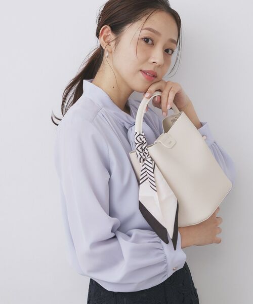 index / インデックス トートバッグ | ストライプスカーフ付きミドルバッグ【2WAY】(アイボリー(004))