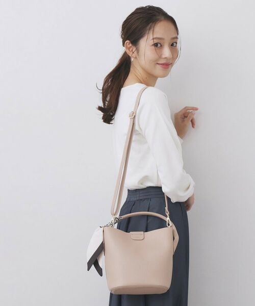 index / インデックス トートバッグ | ストライプスカーフ付きミドルバッグ【2WAY】(ベージュ(052))