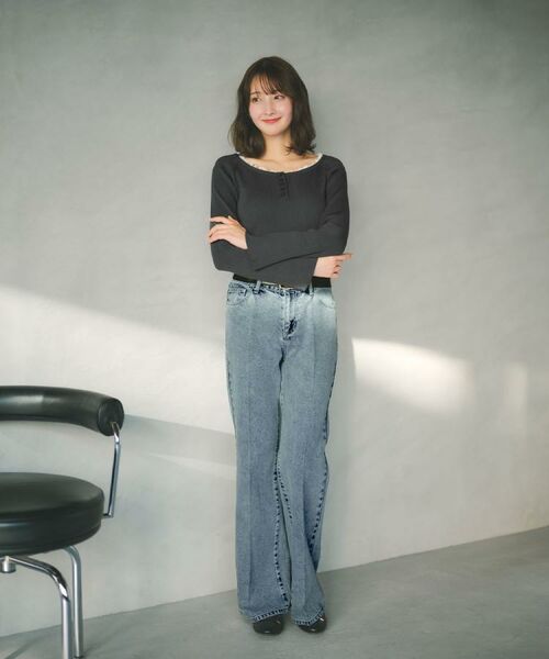 index / インデックス ニット・セーター | ヘンリーネックフレアスリーブニット【洗濯機OK】 | 詳細19