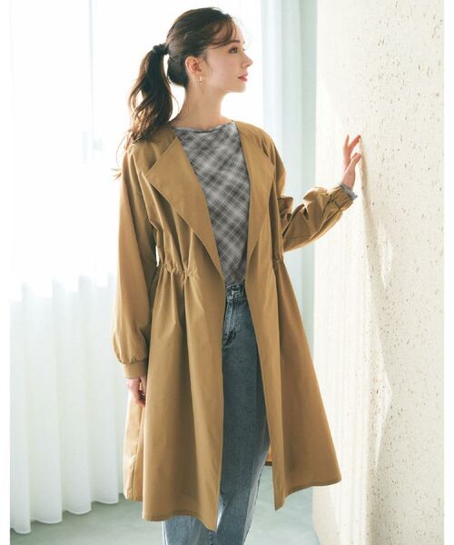 index / インデックス その他アウター | ヴィンテージクロスノーカラーロングコート【洗濯機OK/ストレッチ/イージーアイロン】 | 詳細25