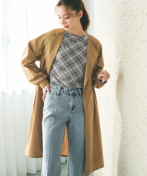 index / インデックス その他アウター | ヴィンテージクロスノーカラーロングコート【洗濯機OK/ストレッチ/イージーアイロン】 | 詳細26