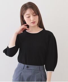 index / インデックス ニット・セーター | クルーネック6分袖タックスリーブニット【洗濯機OK・UVケア】