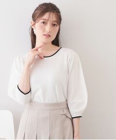 index / インデックス ニット・セーター | クルーネック6分袖タックスリーブニット【洗濯機OK・UVケア】