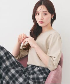 index / インデックス ニット・セーター | クルーネック6分袖タックスリーブニット【洗濯機OK・UVケア】