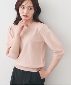 index / インデックス ニット・セーター | クルーネック6分袖タックスリーブニット【洗濯機OK・UVケア】