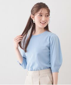 index / インデックス ニット・セーター | クルーネック6分袖タックスリーブニット【洗濯機OK・UVケア】