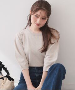 index / インデックス ニット・セーター | クルーネック6分袖タックスリーブニット【洗濯機OK・UVケア】