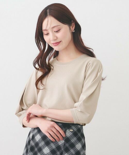 index / インデックス ニット・セーター | クルーネック6分袖タックスリーブニット【洗濯機OK・UVケア】 | 詳細13