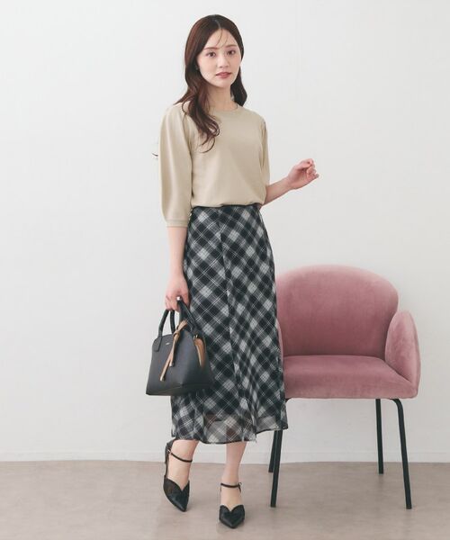 index / インデックス ニット・セーター | クルーネック6分袖タックスリーブニット【洗濯機OK・UVケア】 | 詳細14