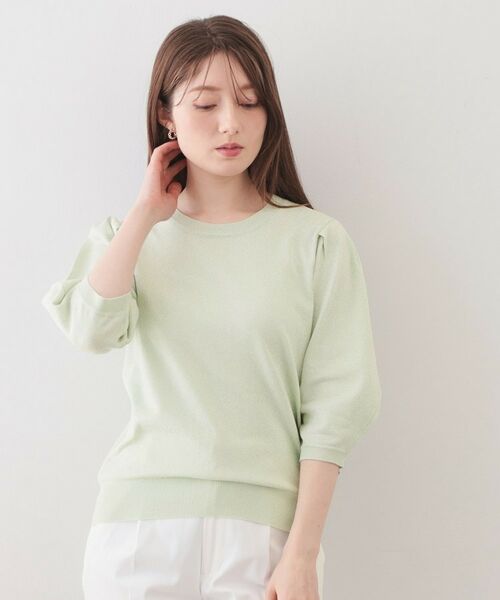 index / インデックス ニット・セーター | クルーネック6分袖タックスリーブニット【洗濯機OK・UVケア】 | 詳細29