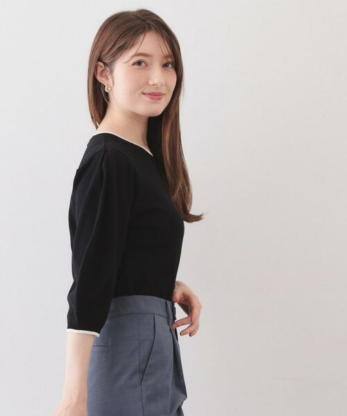 index / インデックス ニット・セーター | クルーネック6分袖タックスリーブニット【洗濯機OK・UVケア】 | 詳細5