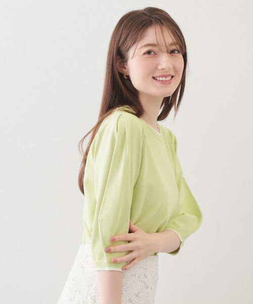 index / インデックス ニット・セーター | クルーネック6分袖タックスリーブニット【洗濯機OK・UVケア】 | 詳細9