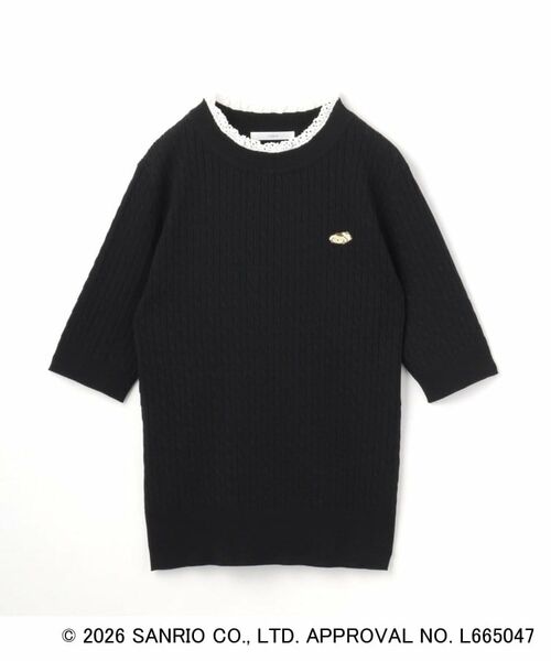 index / インデックス ニット・セーター | 【ポムポムプリン】フリルケーブルニット【洗濯機OK・抗ピリング】（ブラック(019)）