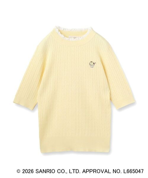 index / インデックス ニット・セーター | 【ポムポムプリン】フリルケーブルニット【洗濯機OK・抗ピリング】（ライトイエロー(030)）