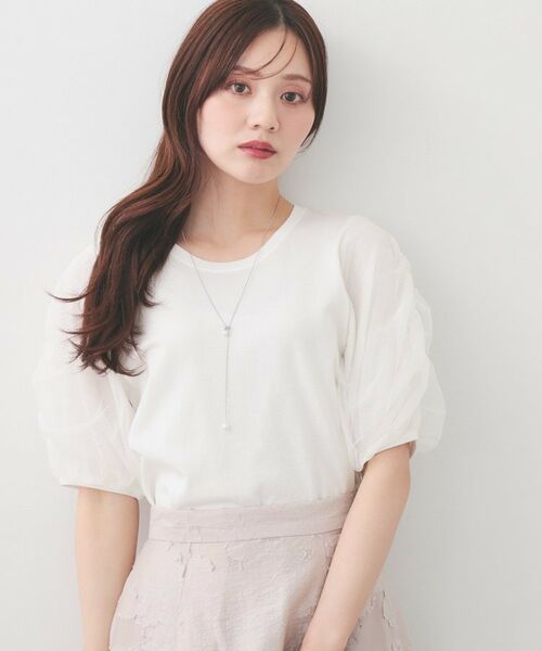 index / インデックス ニット・セーター | ギャザーチュールスリーブニット【洗濯機OK/坑ピル】(オフホワイト(003))