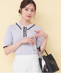 index / インデックス ニット・セーター | ミニフリル衿付きポロニット【洗濯機OK/坑ピル】