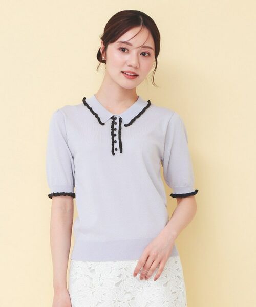 index / インデックス ニット・セーター | ミニフリル衿付きポロニット【洗濯機OK/坑ピル】 | 詳細13