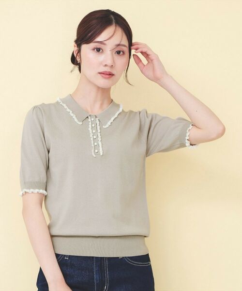 index / インデックス ニット・セーター | ミニフリル衿付きポロニット【洗濯機OK/坑ピル】 | 詳細5