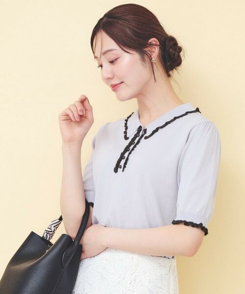 index / インデックス ニット・セーター | ミニフリル衿付きポロニット【洗濯機OK/坑ピル】 | 詳細9