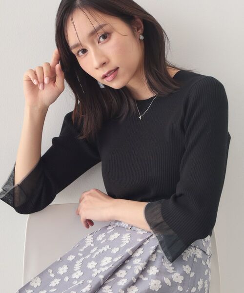 index / インデックス ニット・セーター | オーガニックコットンリブシアーフレア【ハンドウォッシャブル／UVケア】（ブラック(819)）