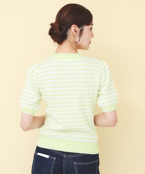 index / インデックス ニット・セーター | 変わり編みボーダー半袖ニット【洗濯機OK/坑ピル】 | 詳細15