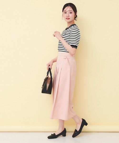 index / インデックス ニット・セーター | 変わり編みボーダー半袖ニット【洗濯機OK/坑ピル】 | 詳細2