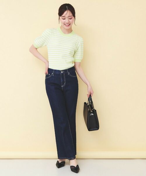 index / インデックス ニット・セーター | 変わり編みボーダー半袖ニット【洗濯機OK/坑ピル】 | 詳細7