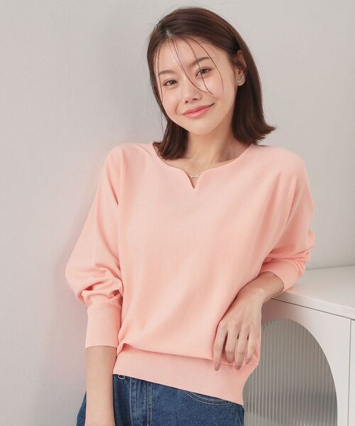 index / インデックス ニット・セーター | フロントパーツ付きドルマンスリーブニット【洗濯機OK／抗ピリング】（ピンク(072)）