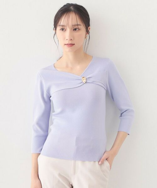 index / インデックス ニット・セーター | ブローチ風ゴールドパーツ付きアシメニット【洗濯機OK／坑ピル】 | 詳細13